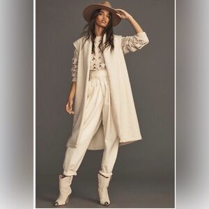 Anthropologie Self Contrast Sherpa Vest Duster in Ivory one size